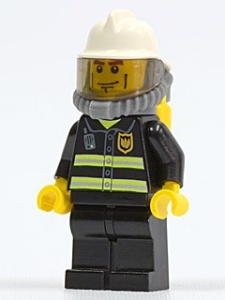 cty0030G Brandweerman- Zwarte benen, witte brandweerhelm, zuurstoftank gebruikt *0M0000