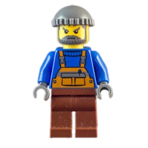 cty0064G Man, overall, roodbruine benen, grijze muts gebruikt *0M0000