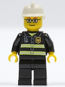 cty0164G Witte brandweerhelm, pak met reflectiestrepen, zilveren zonnebril gebruikt *0M0000
