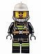 cty629 MINIPROMO Brandweer ,witte helm,uniform met reflectiestrepen,luchtslang met tank, open mond lachend NIEUW *0M0000