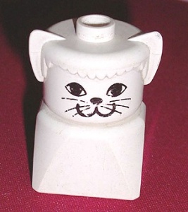 dupfig020 Duplo 2 x 2 x 2 Figure Brick Early, Cat on White Base, White Head *