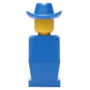 old042G Legoland Oude type minifig - blauw lijf, blauw benen, blauw Cowboy hoed gebruikt *0M0000
