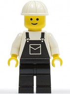 ovr021G Overalls Zwarte met Pocket - Zwarte benen, witte Construction Hat gebruikt *0M0000