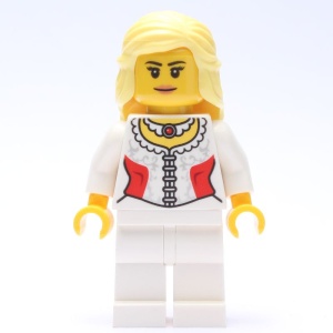 pi177 Vrouw lichtgeel lang haar\, witte benen, witte blouse met kant NIEUW *0M0000