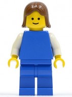 pln077G Effen blauw Torso met witte armen, blauw benen, bruine Female Hair gebruikt *0M0000