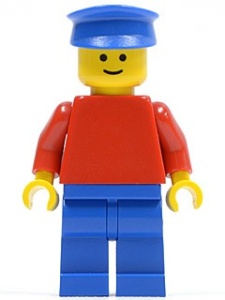 pln084G Effen rode Torso met rode armen, blauwe benen, blauwe pet gebruikt *0M0000