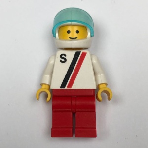 s001G S - witte met rode / Black Stripe, rode benen, witte helm gebruikt *0M0000