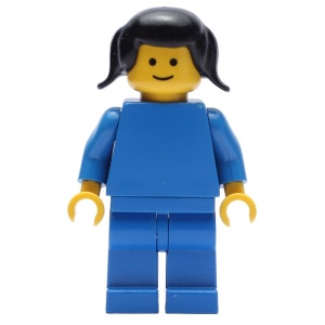 trn110G Plain blauw Torso met blauw armen, blauw benen, Zwarte Pigtails Hair gebruikt *0M0000