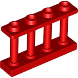 15332-5 Balustrade-hek 1x4x2 met VIER noppen bovenop rood NIEUW *5D006
