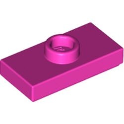 15573-47 Platte plaat 1x2 met 1 nop roze, donker NIEUW *1L348