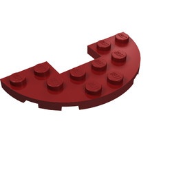 18646-59 Platte plaat 3x6 halfrond met 1x2 inkeping rood, donker NIEUW *5D0000