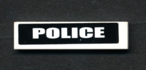 2431pb142-1G Tegel 1x4 Police op zwarte achtergrond (Sticker) wit gebruikt *5t04-02
