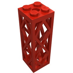 2580c01-5G Pilaar 2x2x5 vakwerk rood gebruikt *