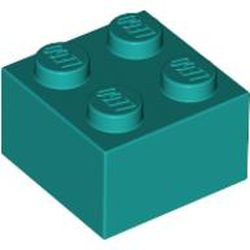 3003-39G Steen 2x2 turquoise, donker gebruikt *1A055
