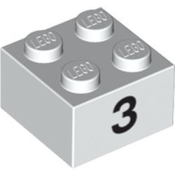 3003pb037-1 Steen 2x2 opdruk 3 wit NIEUW *5K0000