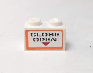 3004pb099-1G Steen 1x2 close/open (Sticker) wit gebruikt *5V02-03