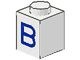 3005-B-1G Steen 1x1 met letter B wit gebruikt *5V01-06