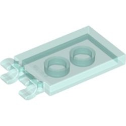 30350-15 Tegel 2x3 met twee clips aan uiteinde transparant lichtblauw NIEUW *0D0000
