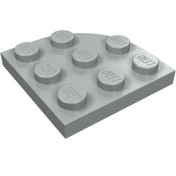 30357-9G Platte plaat 3x3 afgeronde hoek lichtgrijs (klassiek) gebruikt *5G000