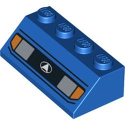 3037px1U-7G Dakpan bedrukt 45 2x4 met koplampen blauw gebruikt *5R000