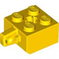 30389-3G Scharniersteen 2x2 - 1 vinger MET asgat geel gebruikt *