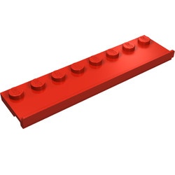 30586-5G Platte plaat 2x8 met deurrail (breed) rood gebruikt *1L291+7