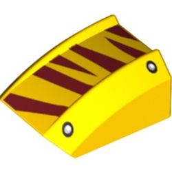 30602pb053-3G Dakpan rond 2x2 ribbeltjes donkerrode tijger-strepen geel gebruikt *5R000