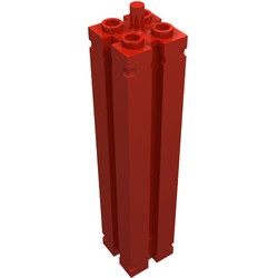 30646b-5G Pilaar 2x2x8 4 zijden glad met groeven rood gebruikt *