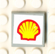 3068bpb0150-9G Tegel 2x2 Shell Logo (Sticker) lichtgrijs (klassiek) gebruikt *5T05-18
