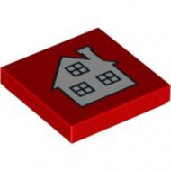 3068bpb0202-5G Tegel 2x2 met wit huis rood gebruikt *5T05-25