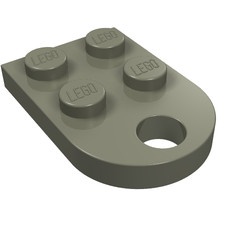 3176-10G Platte plaat 2x2 met gat voor trekhaak (oog) donker, grijs (klassiek) gebruikt *1L324