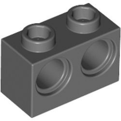 32000-85G Technic, steen 1x2 met 2 gaten grijs, donker (blauwachtig) gebruikt *