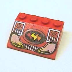 3297px19-5 Dakpan bedrukt 33 3x2 met brandweer patroon rood NIEUW *0K000