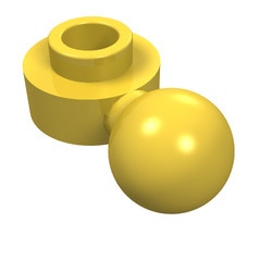 3614-3G Platte plaat 1x1 rond met trekhaak geel gebruikt *