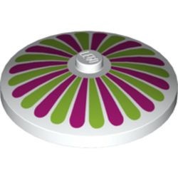 3960pb027-1 Schotel 4x4 met Lime en Magenta strepen wit NIEUW *1L0000
