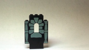 4444pb04-11G Kasteelmuur 2x5x6 met met stenen rand en stenen pilaren zwart gebruikt *