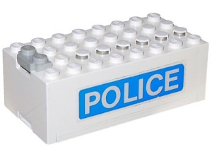 4760pb07-1G Batterijbox 9 volt klein compleet POLICE sticker wit gebruikt *