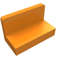 4865b-4 Paneel 1x2x1 (bankje) vlak afgeronde hoeken oranje NIEUW *1L419
