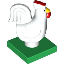6312c01pb01-1G DUPLO kip op groene plaat (PAKKETPOST) wit gebruikt *