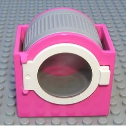 6480c01 DUPLO Wasmachine MET witte deur (PAKKETPOST) roze, donker gebruikt *