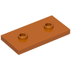 65509-68 Platte plaat 2x4 - 2 centrale noppen oranje, donker NIEUW *1L348/9