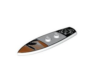 90397pb01-1 Surfbord met palmboom en bloem bedrukking wit NIEUW *0B0000