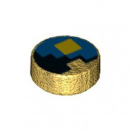 98138pb078-115 Tegel 1x1 ROND met gele vierkant op zwart en blauwe achtergrond (MINECRAFT) goud, parel NIEUW *0L0000