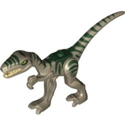 98166pb01-69G Dino Coelophysis met donkergroene markeringen crème,donker gebruikt *