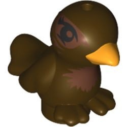 98388pb05-120 Vogel, gele snavel en veren bruin, donker NIEUW *0D000