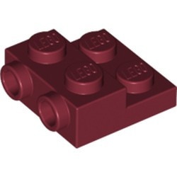 99206-59 Platte plaat 2x2x2/3 met 2 noppen zijkant rood, donker NIEUW *1L0325