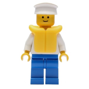 boat007G Matroos - Witte trui met anker, blauwe benen, witte pet, reddingsvest gebruikt *0M0000