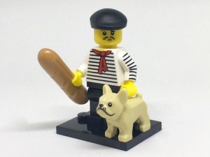 col17-9 Conoisseur met stokbrood, buldog met standaard NIEUW *0M0000