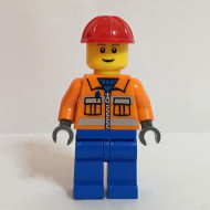 cty0105G Bouwvakker rode helm oranje vest blauwe broek gebruikt *0M0000
