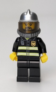 cty0138G Brandweerman, zilver metallic helm, grijze baard en gele luchttanks gebruikt *0M0000